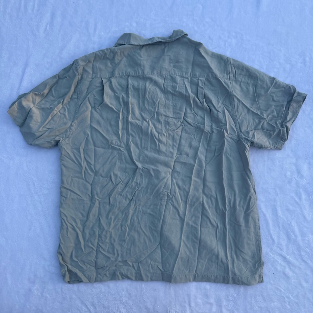 NAT NAST Men's Green Silk Casual Short Sleeve Button Down Shirt - Picture 5 of 7